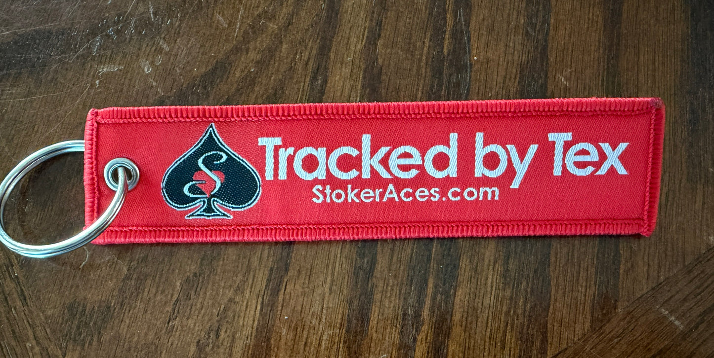 Tracked by Tex Embroidered Keychain