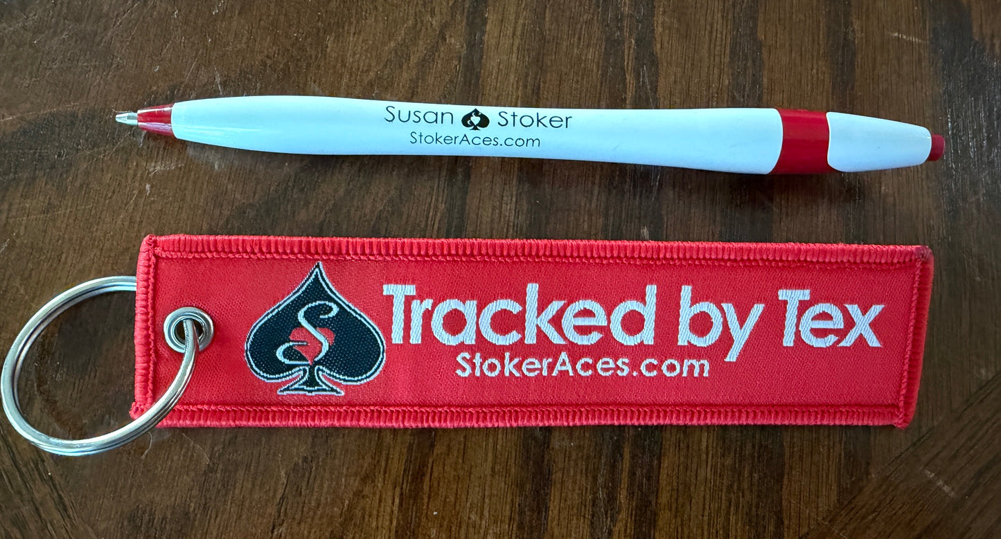 Tracked by Tex Embroidered Keychain