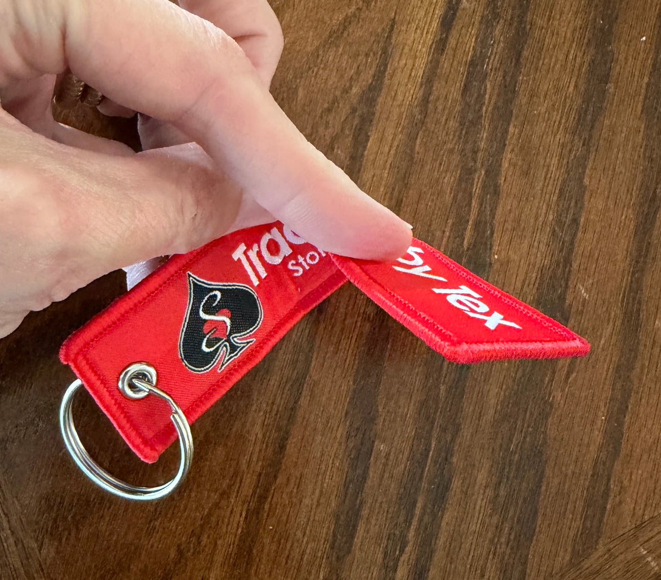 Tracked by Tex Embroidered Keychain